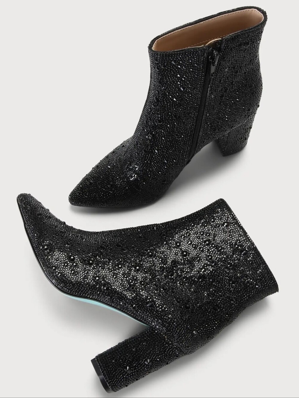 BETSEY Johnson Glitter Pointed-Toe Block Heel Ankle Boots 6.5M - Picture 8 of 9
